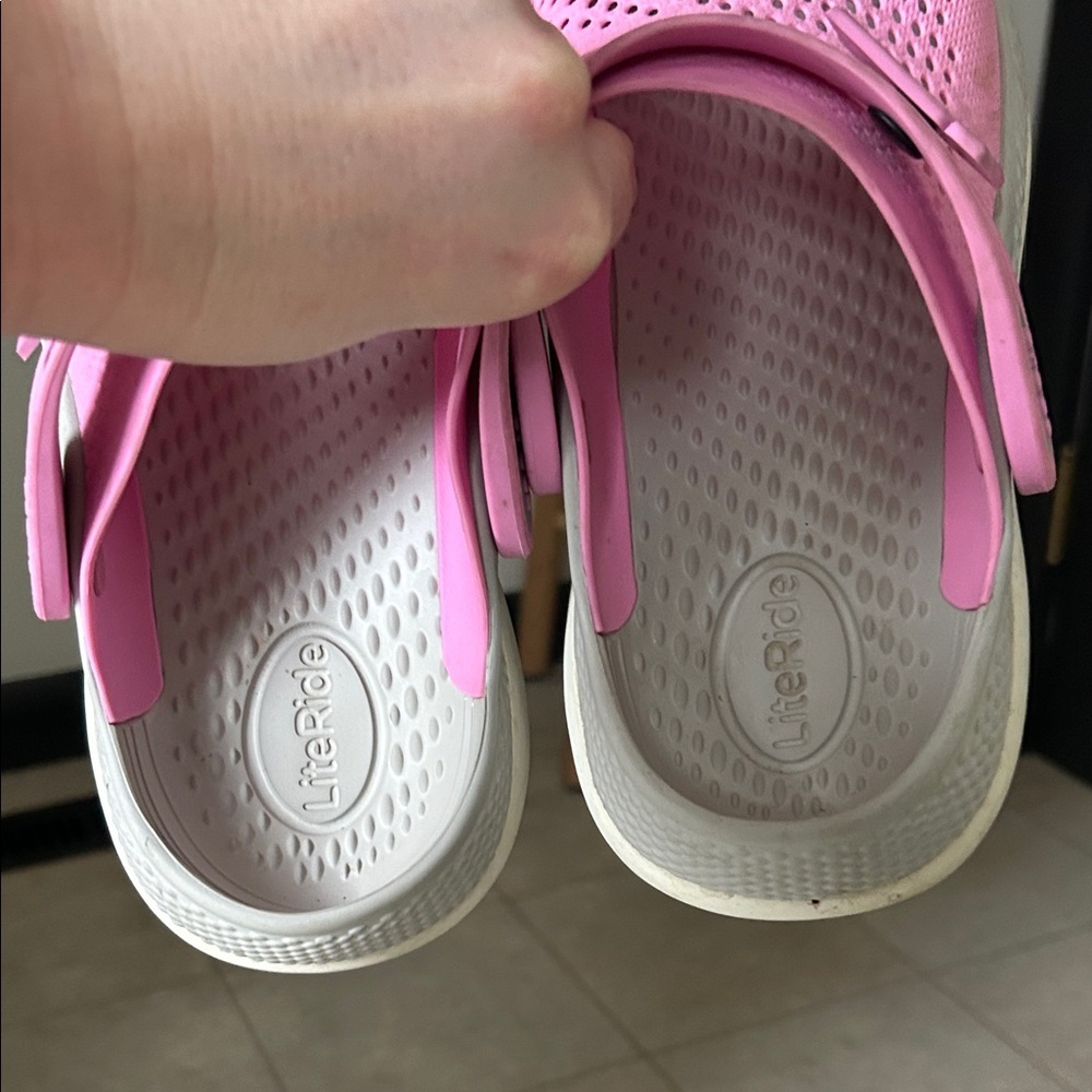 CROCS Pink Perforated Slip-Ons - Picture 3 of 4